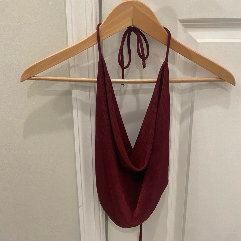 Cowl Neck Open Back Halter Top